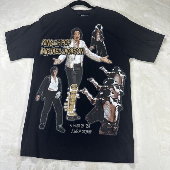 Michael Jackson King of Pop RIP Shirt Phat Dog Glitter Tribute Tee L - Picture 1 of 5